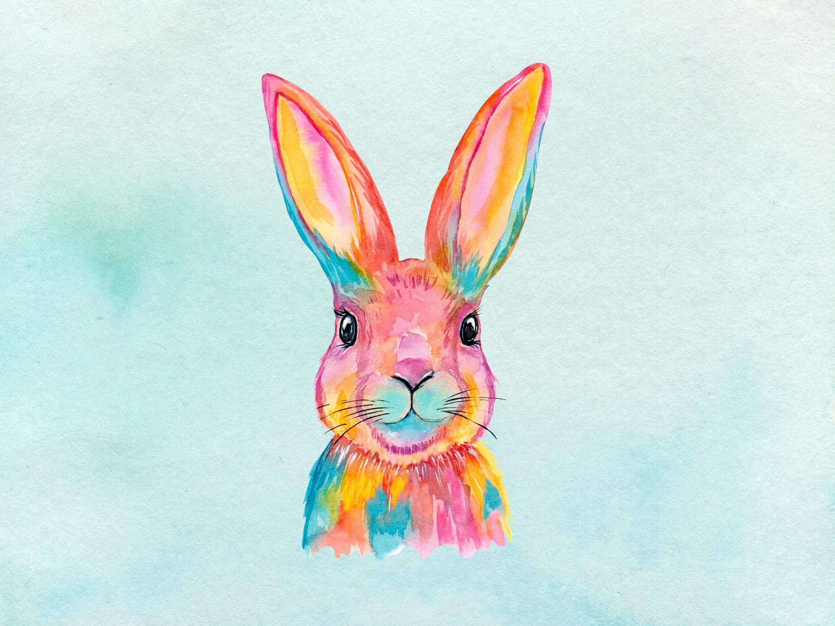 Colorful Rabbit Print, Love Quote Print, Nursery Wall Art, Quote Wall ...