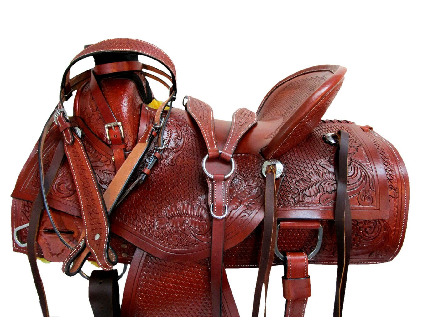 Selle Western Wade En Cuir Sculpté Main – Modèle Traditionnel Pour Cheval De Trait
