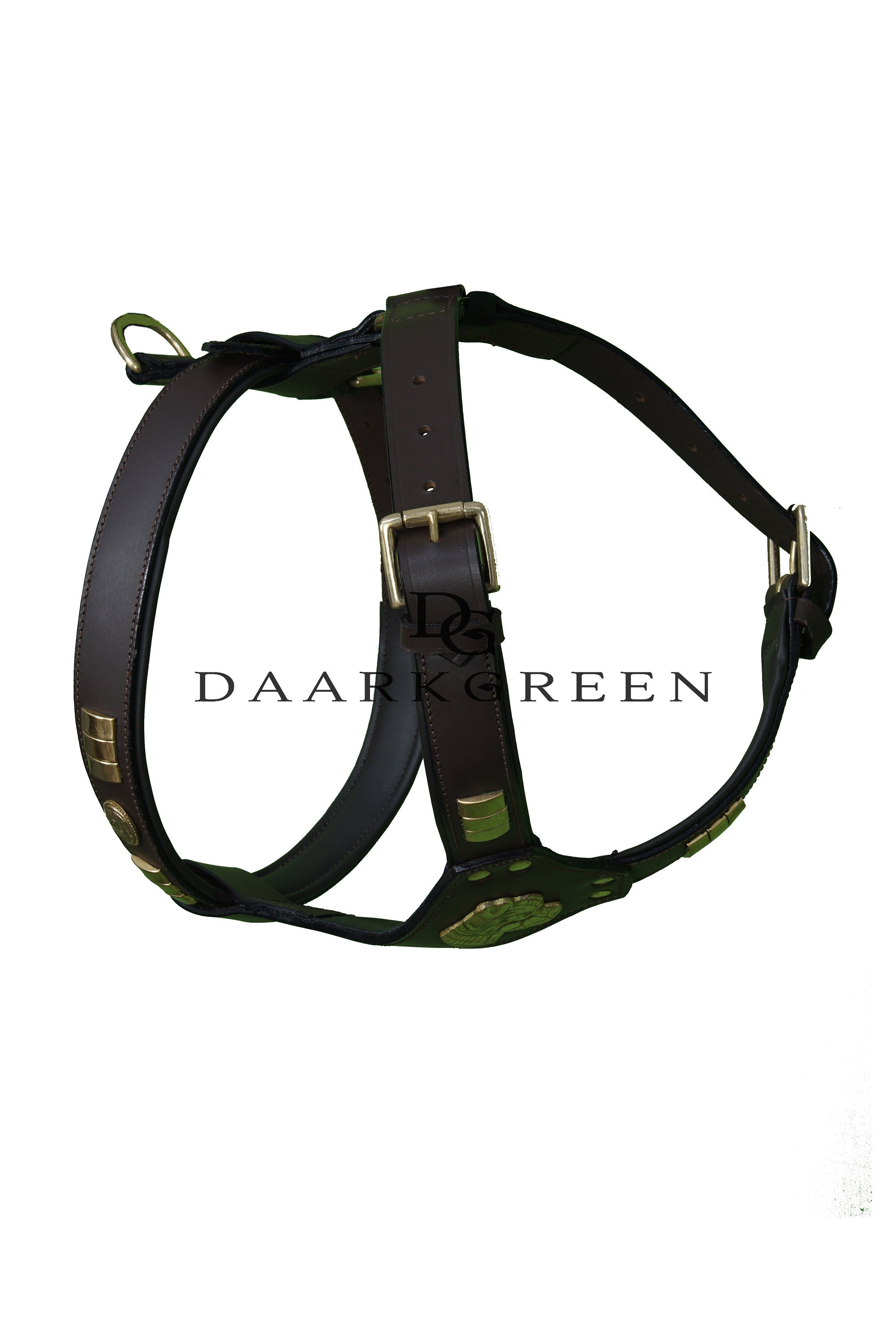 Staffy Face Staffordshire Bull Leather Studd Dog Harness Chain Lead Set