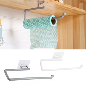 KN FLAX Paper Towel Holder Under Cabinet, No Drilling Needed Paper Towels  Hanger with Magnetic Bulletin Board for Memo and Kitchen Timer - Grey