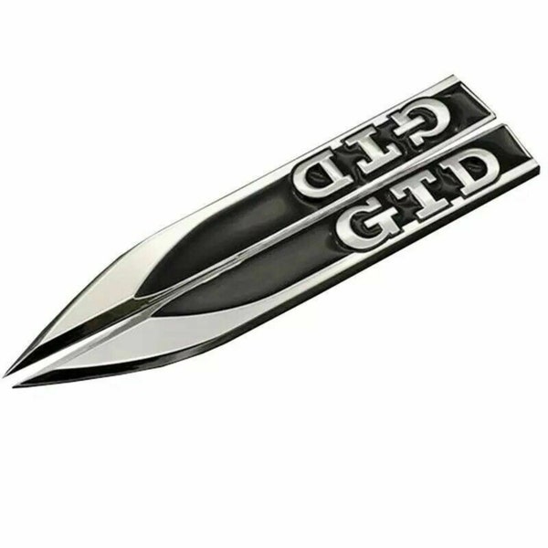 Set of 2 GTD Badge Chrome Logo Side Wing Emblem Blade GTD Series Silver Black