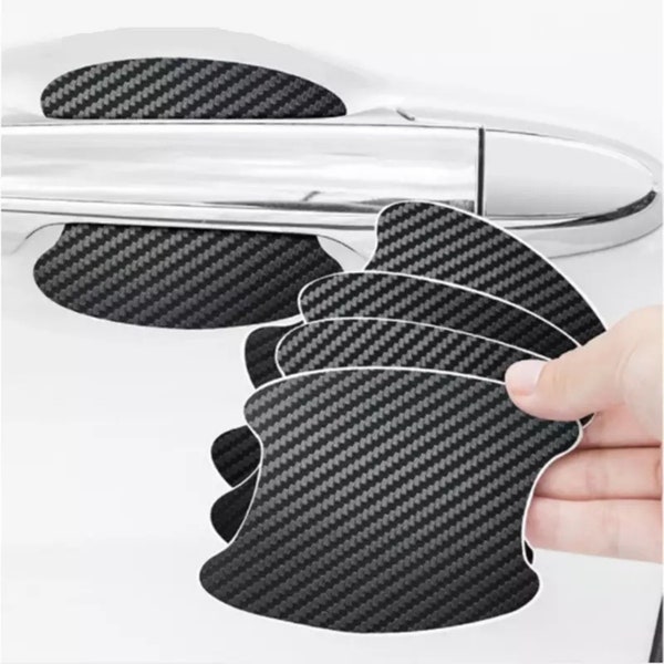 4PCs Set Carbon Fibre Car Door Handle Protector Film Anti-Scratch Sticker Decal