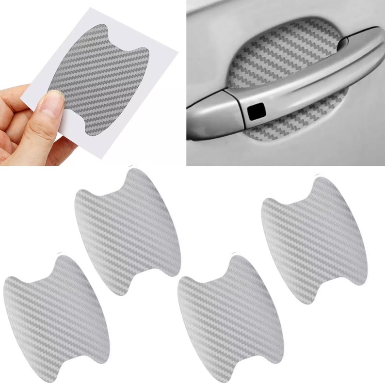 4pcs Set Carbon Fibre Car Door Handle Protector Film Etsy