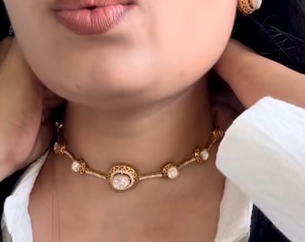 Naszyjnik z moissanitem w kolorze złota 18K Polki z ćwiekami – delikatny styl naszyjnika