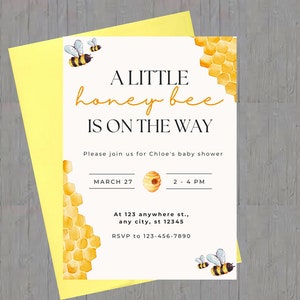 Bijen baby shower uitnodiging