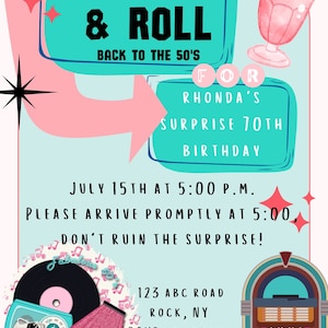 50&#39;s Themed Birthday Invitation