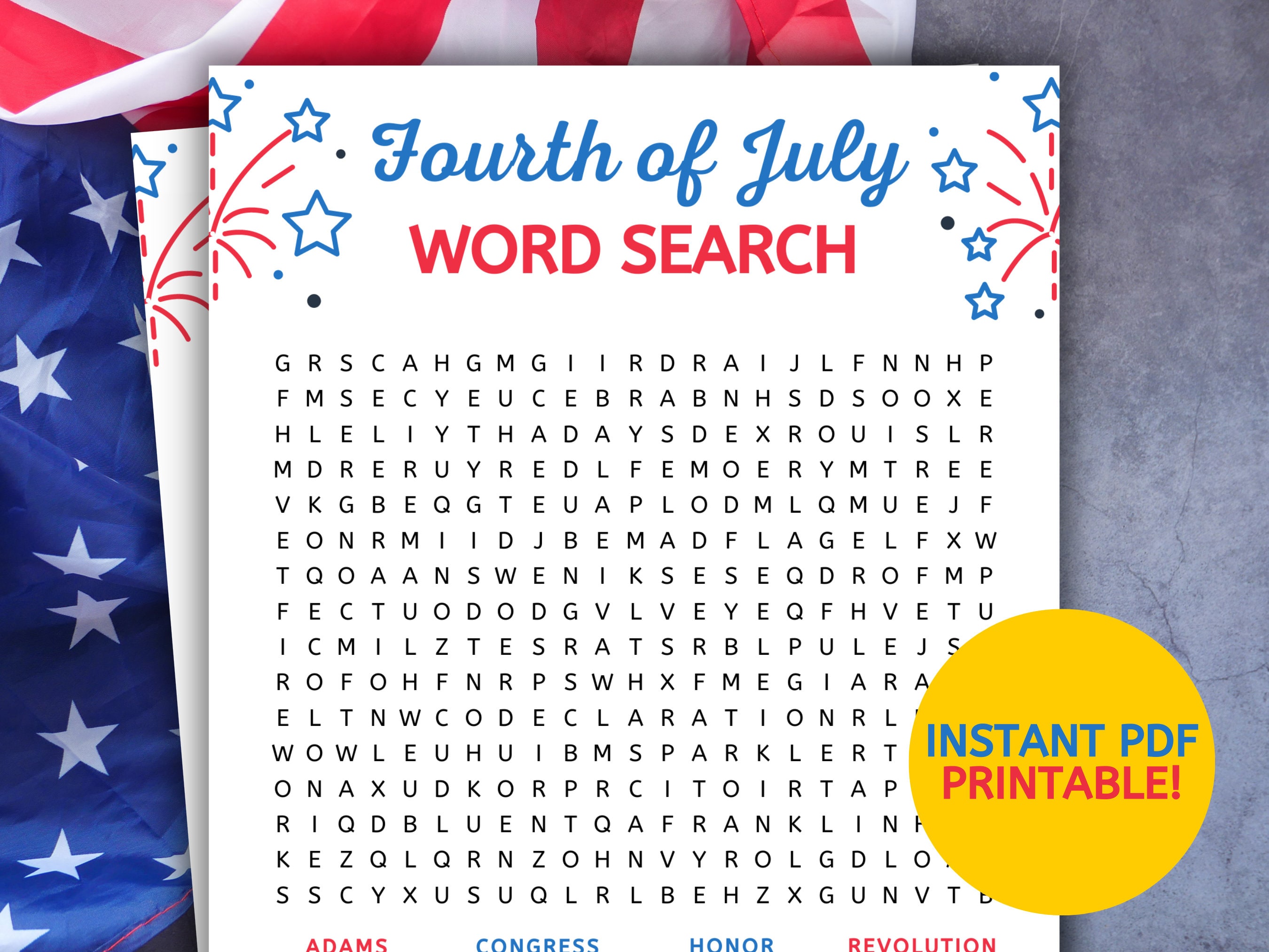 Fourth of July Word Search Printable | Office Party | Party Games for ...