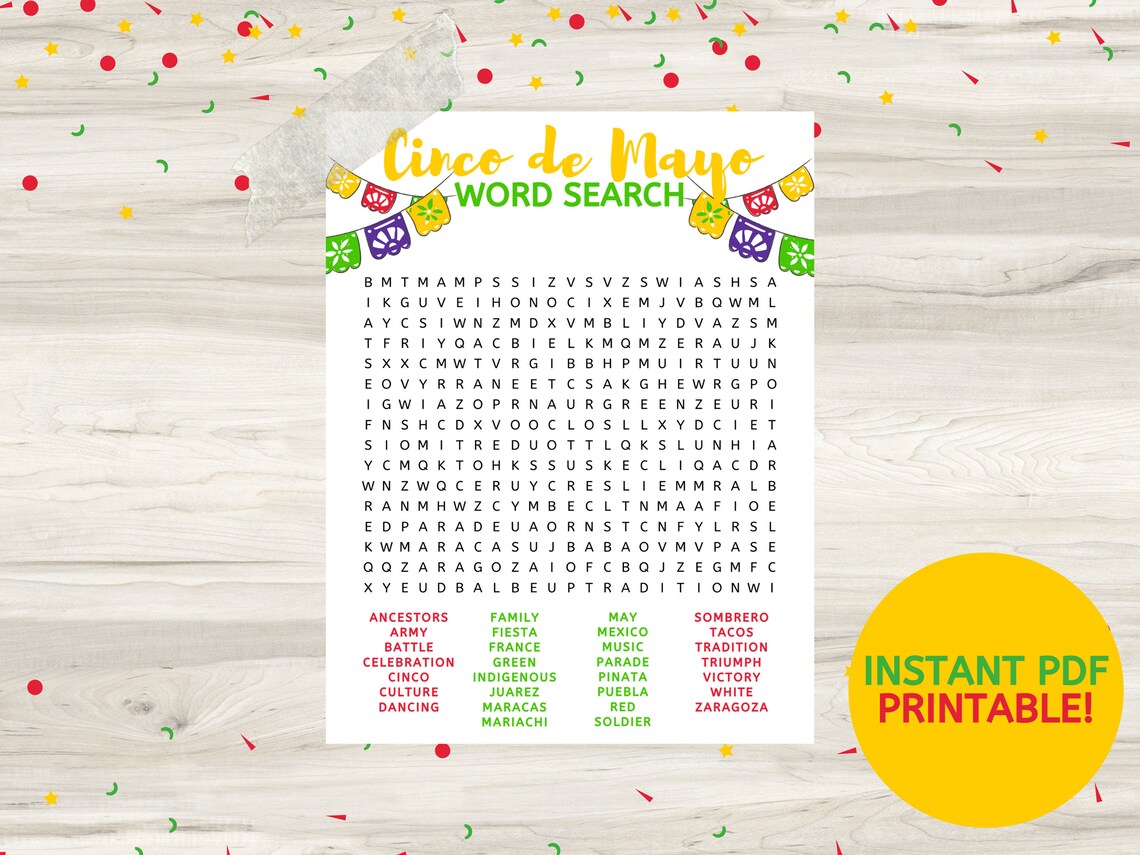 Cinco De Mayo Word Search Printable | Office Party | Party Games for ...