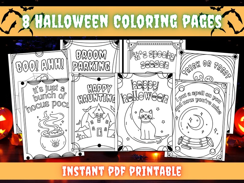 Halloween Coloring Pages Kids Printable Activity Page Fall - Etsy