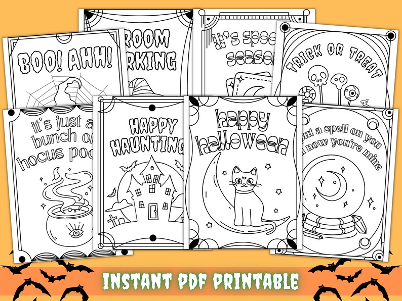 Halloween Coloring Pages Kids Printable Activity Page Fall - Etsy