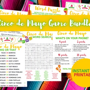 Cinco de Mayo Game Bundle Printable | Volume 1 | Games for Office | Party Game for Kids & Adults | Printable Fiesta | Bundle Pack