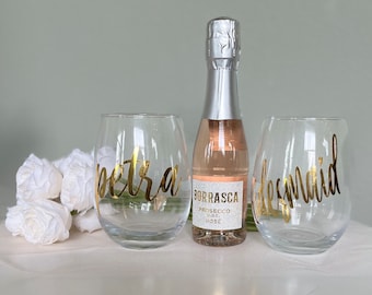Copa de vino, Copa de vino sin tallo personalizada, Regalos personalizados para dama de honor, Regalos de dama de honor, Copa de dama de honor, Copa de vino de dama de honor