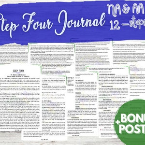 Step Four Journal, 12 Steps Journal, Addiction Recovery, Step, Personal Inventory, Workbook, Recovery Journal, Moral Inventory, Step Work