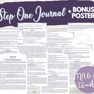 Step One Journal, 12 Steps Journal, Addiction Recovery, Step 1, Twelve Steps, Workbook, Recovery Journal, Printable, Worksheet, Step Work