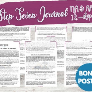 Step Seven Journal, 12 Steps Journal, Addiction Recovery, Step 7, Twelve Steps, Workbook, Recovery Journal, Printable, Worksheet, Step Work