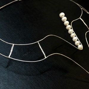 Elyzee necklace statement silver and pearl necklace, geometric wire necklace image 8