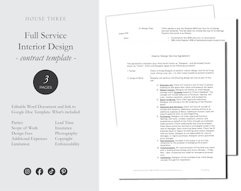 Interior Design Contract Template | Design Agreement | Editable Design Agreement | Interior Decorator and Designer