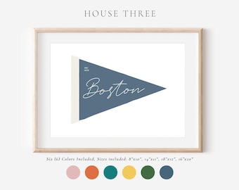 Boston, Vintage Inspired Banner/Flag for Kid's Room | Boy | Girl | School | Daycare | Printable Art | Mid Century