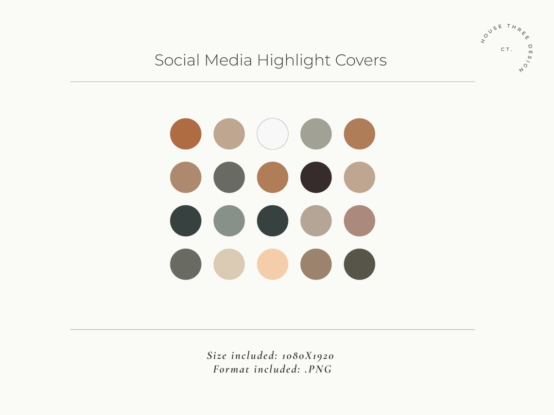 20 Flat Circle Social Media Highlight Covers | Rich Earth Tones ...