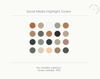 20 Flat Circle Social Media Highlight Covers | Rich Earth Tones | Instagram | Interior Design and Decorating | Blank Highlight Covers