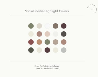 20 Flat Circle Social Media Highlight Covers | Moody Earth Tones | Instagram | Interior Design and Decorating | Blank Highlight Covers