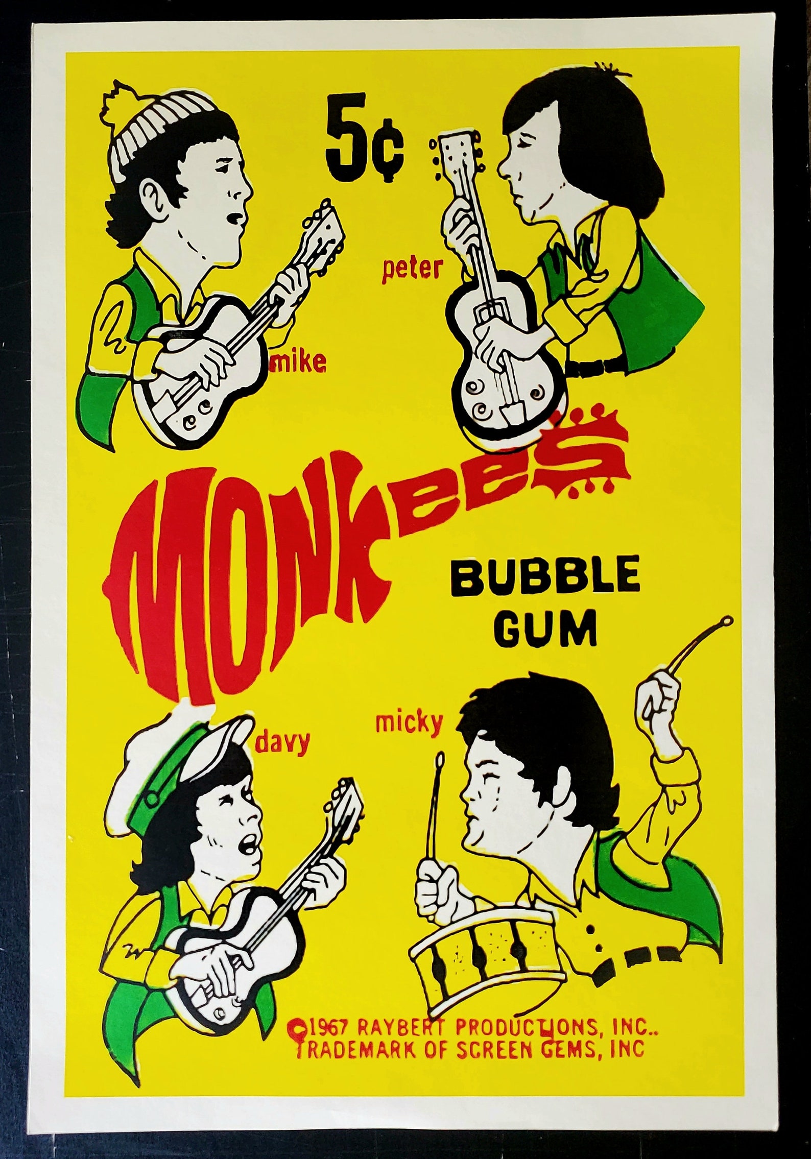The MONKEES 12 X 18 Poster Print Bubble Gum Wrapper Card Art - Etsy
