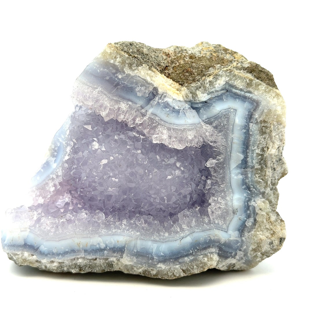 Blue Lace Agate Geode W/ Pale Amethyst Center From Nsanje, Malawi: LGC ...