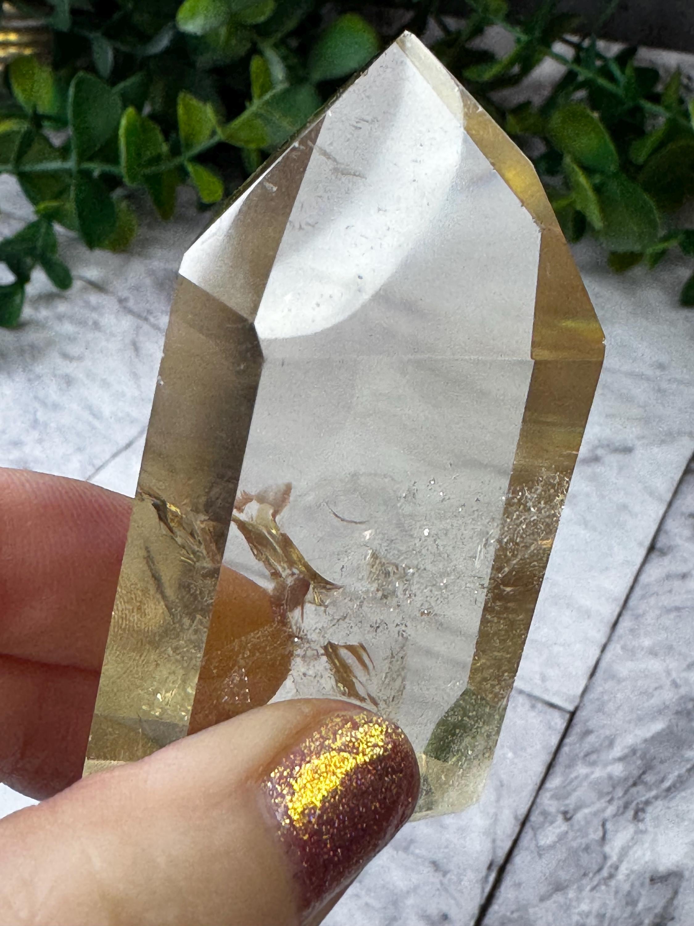 Natural Citrine with Rainbows, High Grade Polished Point from Diamantina, M.G., Brazil: SMC Small Cabinet Size 2.5in/85g
