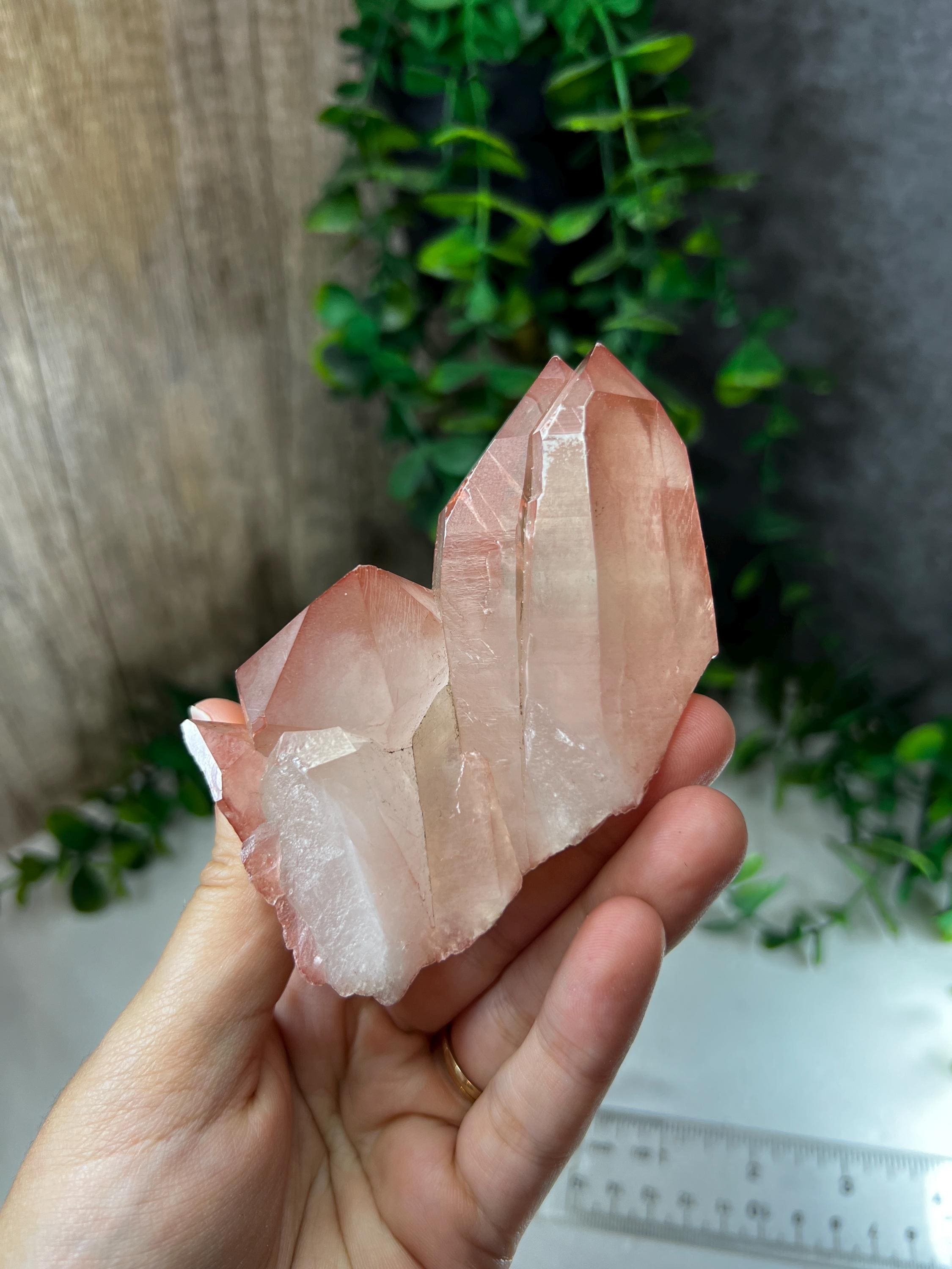 ピンクレムリアンクォーツクラスター ピンクレムリアンクォーツクラスター：ブラジル産の両頭水晶 - Etsy