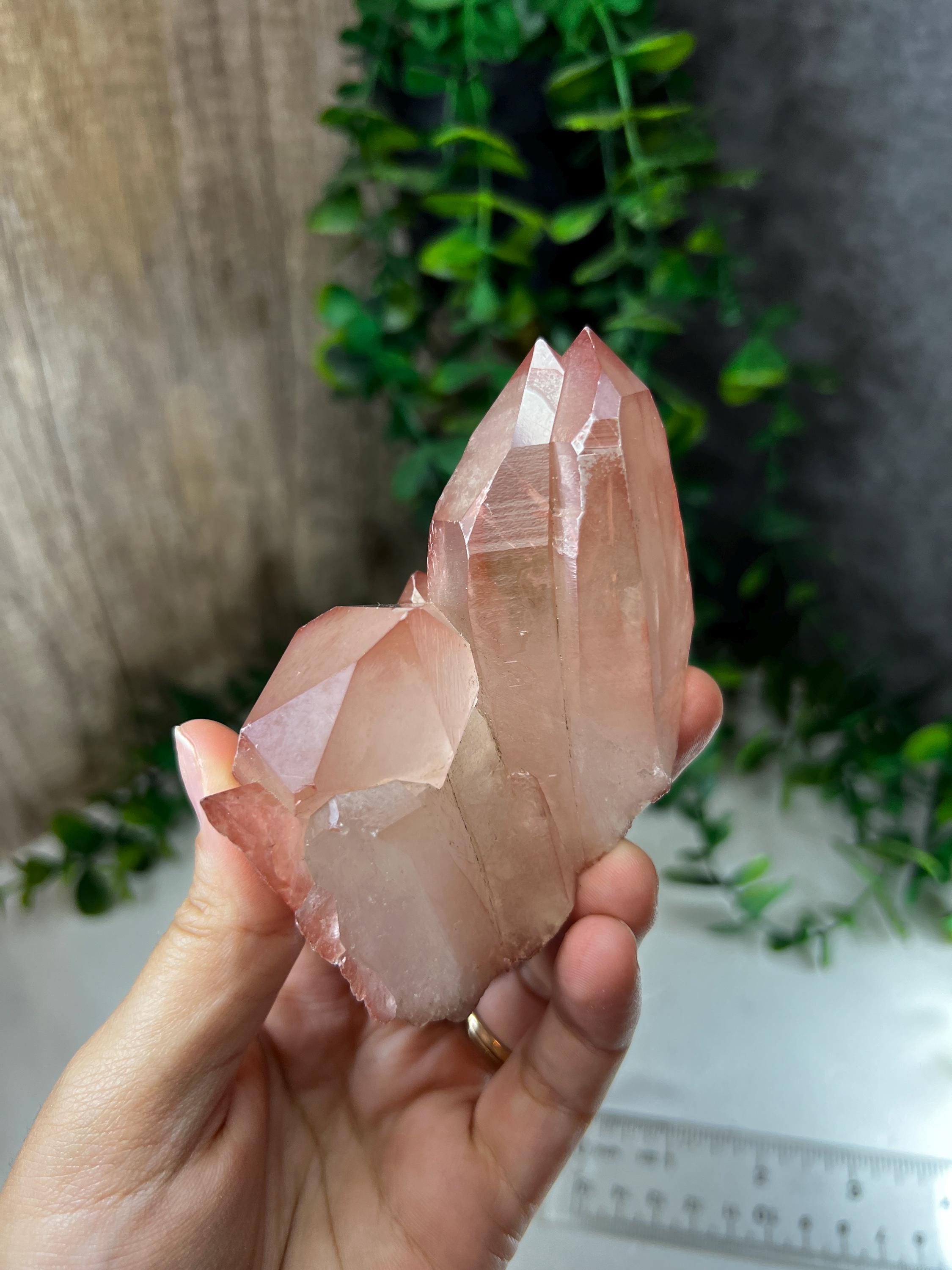 ピンクレムリアンクォーツクラスター：ブラジル産の両頭水晶 - Etsy 日本