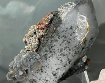 Green Star-Shaped Rutile on Quartz w/ Fluorite from Leiping Mine, Hunan , China , Cabinet, 4in, 327g