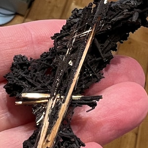 Golden Rutile on Hematite from Brazil, SMC Small Cabinet 2.25in