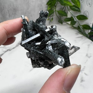 Quartz with Black Chlorite Inclusions from Skardu, Pakistan: 2in/20g SMC Small Cabinet Size