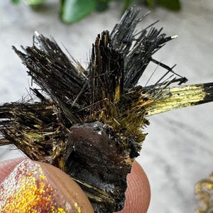 Golden Rutile on Hematite from Brazil, MIN Miniature Size 1.25 in