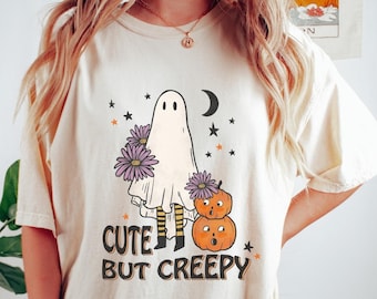 Słodka, ale przerażająca koszulka Spooky Season Crewneck Tee Creepy Halloween Outfit Party TShirt Cute Ghost Spooky Season T Shirt Halloween Ghost