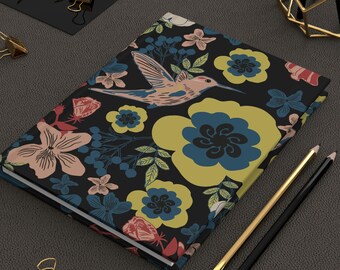 Floral Journal Botanical Cottagecore Notebook Gift for Gardener Gratitude Journal Plant Lover Diary Journal Hummingbird Notebook