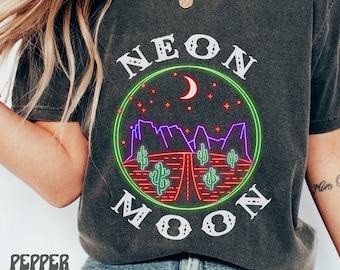 Neon Moon Shirt Comfort Colors Tee Country Music Western Clothes Country Concert Graphic Tees Oversized TShirt Cute Nashville Southern Shirt