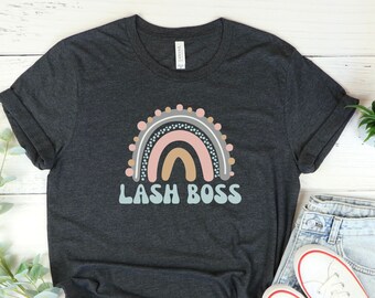 Lash Boss Boho Rainbow Shirt, Lash Queen TShirt, Lash Artist T Shirt, Lash Tech, Boho Lash Tech Tee, Esthetician gift, Esthetician Shirt,tee