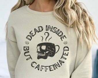 Sudadera con calavera y café para hombre y mujer, regalo para amantes del café y la cafeína, suéter con esqueleto de café