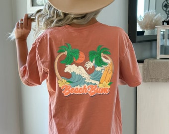 ビーチバムシャツ 背中に文字 ココナッツガール 美的服 VSCO オーバーサイズ Tシャツ ビーチバケーション Tシャツ レトロサマーTシャツ オーシャンTシャツ