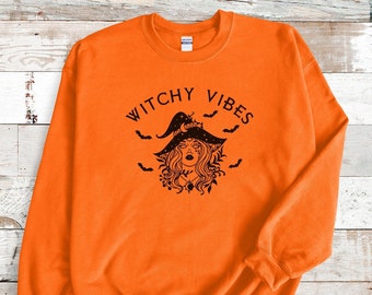 Witchy Vibes Halloween Sweatshirt, Witch Halloween Sweatshirt, Good Witch, Cute Halloween, Witchy Shirt, Wiccan Shirt, Halloween Gift
