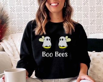 Boo Bees lustiges Geist-Halloween-Sweatshirt, lustiges Geist-Shirt, gruselige Saison Pullover, Boo Crew-Shirt, Frauen Halloween Sweatshirt, Bienen-Shirt