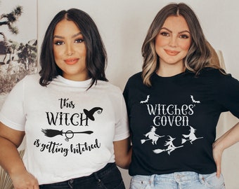 Halloween Bachelorette Shirts, This Witch Is Getting Hitched, Fall Group Wedding Party TShirts, Salem Bach Party, Fall Bridesmaids Funny Tee