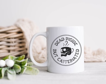 Tazza morta dentro ma caffeinata, Tazza morta dentro, Tazza scheletro di caffè, Tazza scheletro morta dentro, Tazza morta ma caffeinata, Scheletro divertente