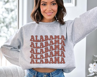 Retro Alabama Sweatshirt Alabama Crewneck Sweater State Pride Oversize Crewneck AL Tops Alabama Era Alabama Gift Ideas Preppy Clothes