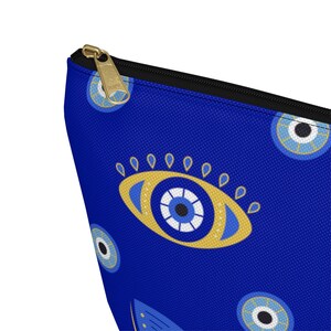 Trousse de maquillage mauvais œil, cadeau grec mauvais œil, trousse à cosmétiques mystique avec fermeture à glissière, pochette bleu mauvais œil, trousse de toilette cadeau grec image 8