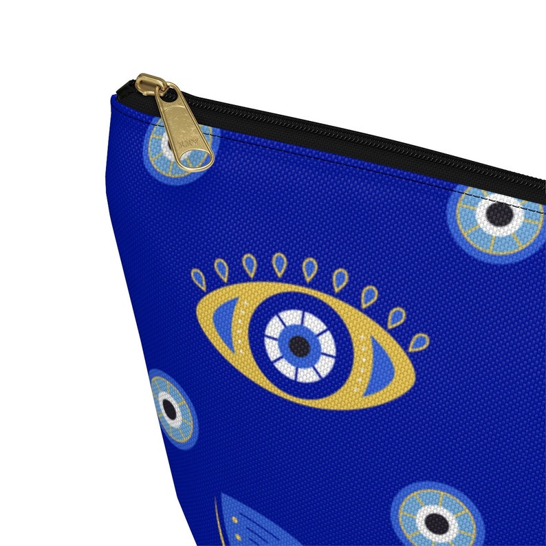 Trousse de maquillage mauvais œil, cadeau grec mauvais œil, trousse à cosmétiques mystique avec fermeture à glissière, pochette bleu mauvais œil, trousse de toilette cadeau grec image 8