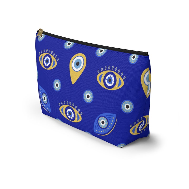 Trousse de maquillage mauvais œil, cadeau grec mauvais œil, trousse à cosmétiques mystique avec fermeture à glissière, pochette bleu mauvais œil, trousse de toilette cadeau grec image 5
