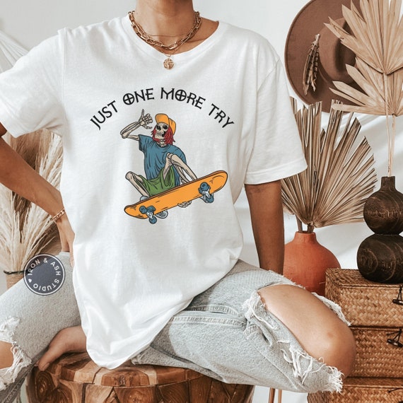Funny Skateboarder Skeleton Shirt, Skater Shirts Men