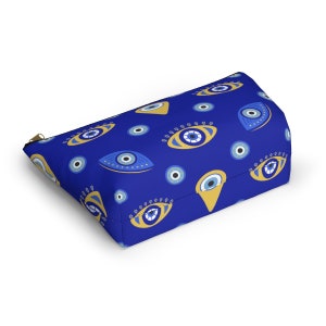 Trousse de maquillage mauvais œil, cadeau grec mauvais œil, trousse à cosmétiques mystique avec fermeture à glissière, pochette bleu mauvais œil, trousse de toilette cadeau grec image 7